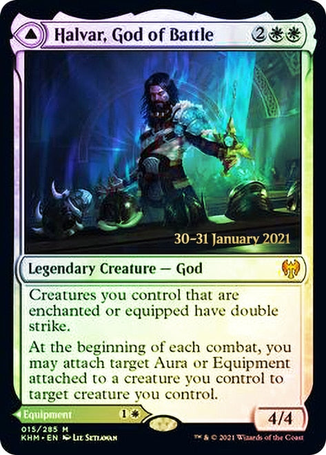 Halvar, God of Battle // Sword of the Realms [Kaldheim Prerelease Promos]